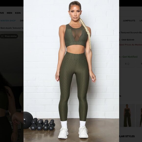 NWOT | Fashion Nova | Textured Scrunch Butt Active Leggings | Small | Olive - Picture 1 of 9